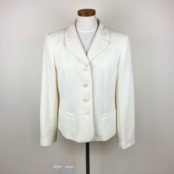 Lafayette 148 Virgin Wool Blazer Jacket - Ivory - Picture 1 of 6